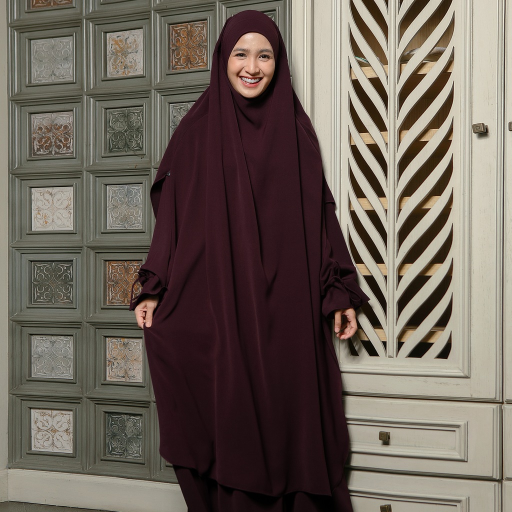 Lozy Hijab - Alina French Khimar Lozy X Cut Syifa (Jilbab Syari Khimar Cadar Haji dan Umrah Anti UV)
