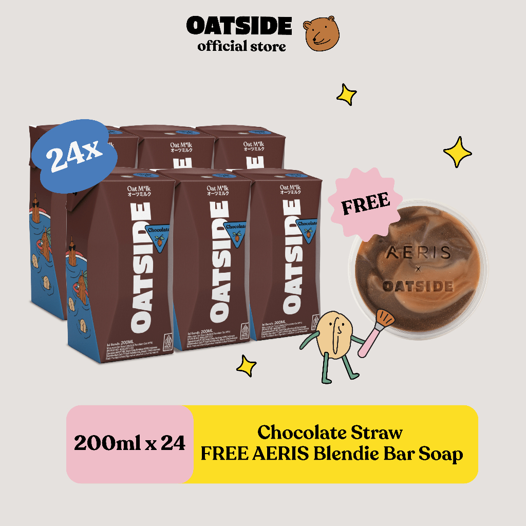 

OATSIDE Oat Milk Chocolate Straw 200ml (24pcs) (Kemasan dengan Sedotan) FREE AERIS Blendie Bar