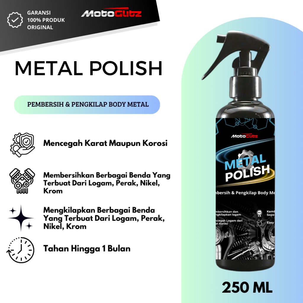 Moto Glitz Metal Polish Pengkilap Poles Aluminium Logam Perak Krom Kuningan Penghilang Karat Blok Me