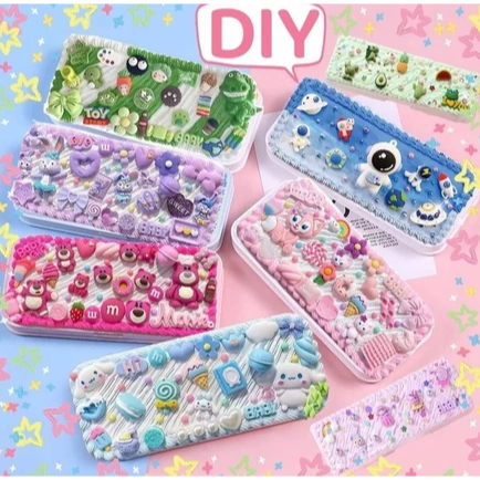 

Tempat pensil menghias/ Deco Cream Clay Kotak /Stationery Pake Handmade