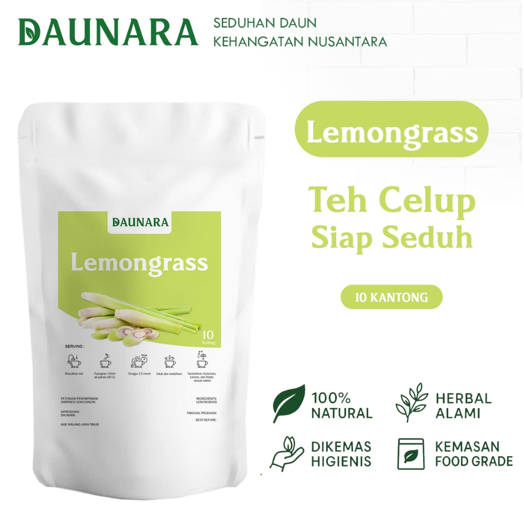 

Teh Serai Lemongrass Daunara – Segar, Menenangkan & Baik untuk Pencernaan | 10 Tea Bag Herba