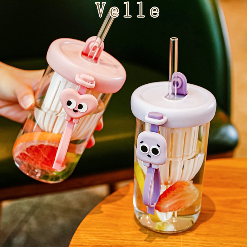 VELLE Collection Cangkir Plastik Cangkir Jerami  Tumbler Sedotan Dengan Tutup 500ml