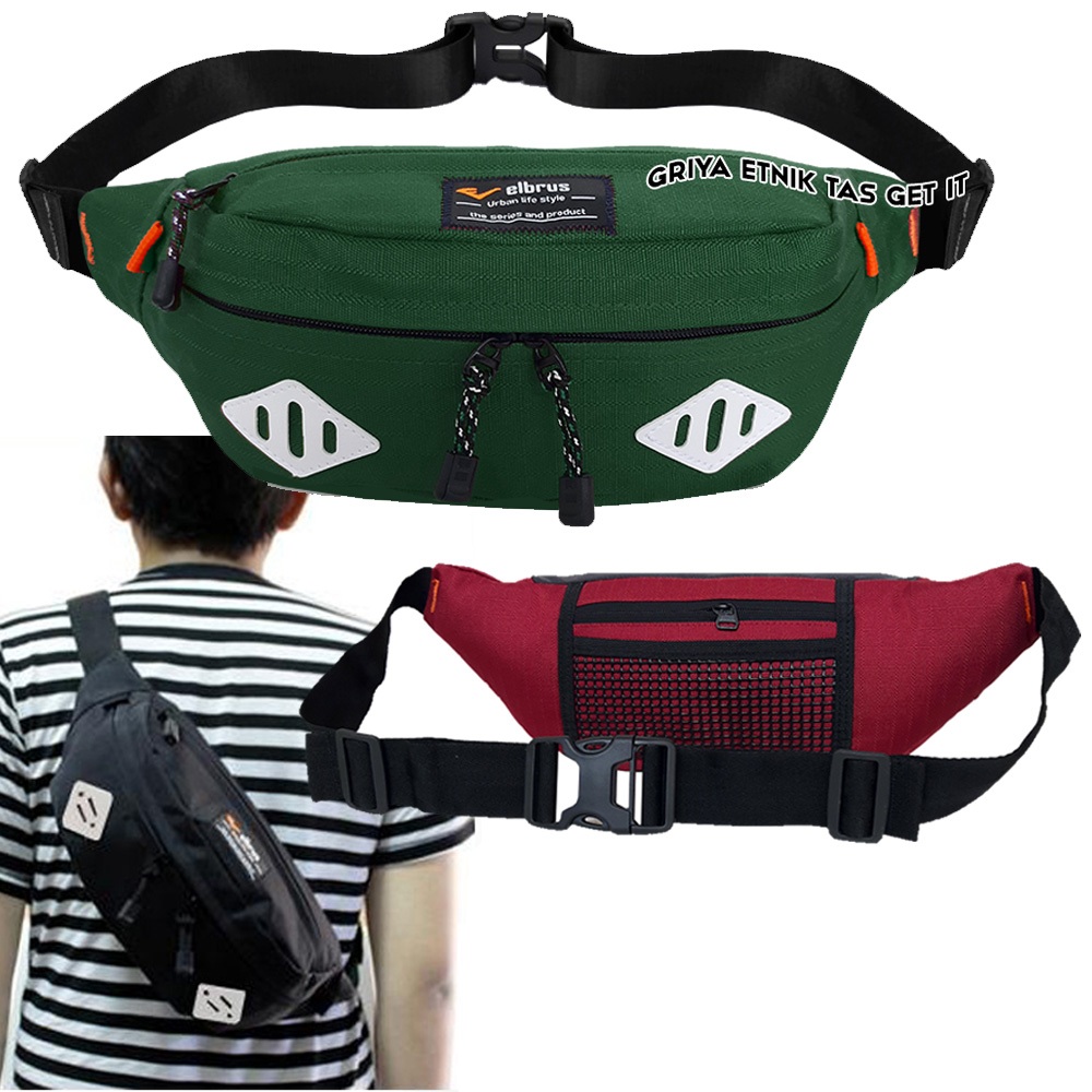 Tas Pinggang Pria Distro Slingbag Cowok Tas Selempang Laki Waistbag Soren ELBRUS