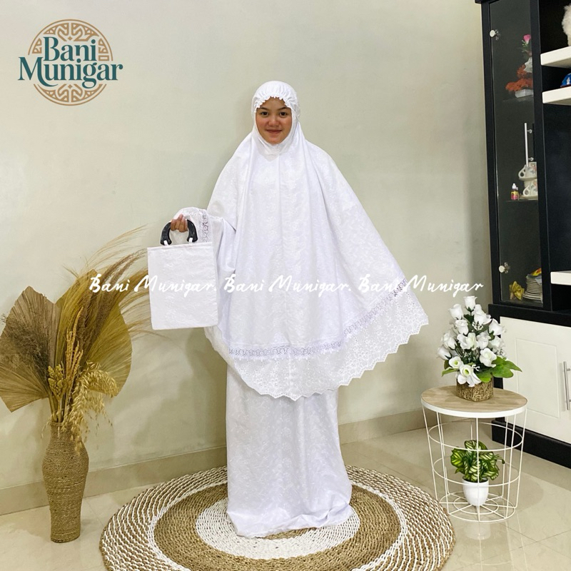 Bani Munigar - Mukena Dewasa Katun Paris Ori Full Bordir Timbul Mewah