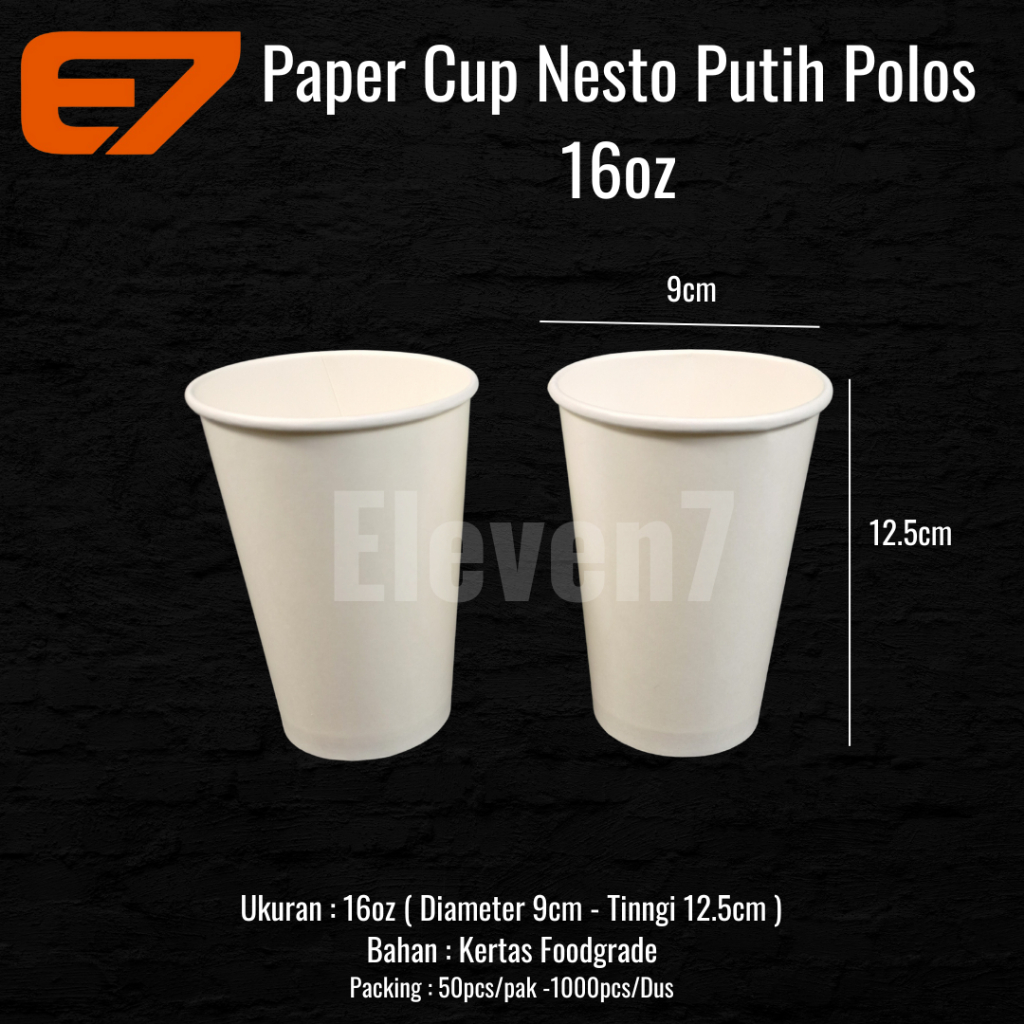 Paper Cup Putih Polos 16oz - Gelas Kertas