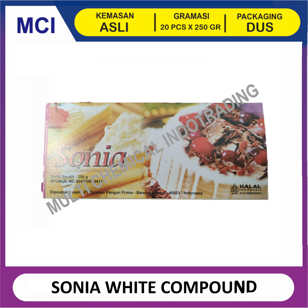 

SONIA WHITE COMPOUND / COKELAT BATANG PUTIH SONIA 250 GR - 1 DUS 20 PCS
