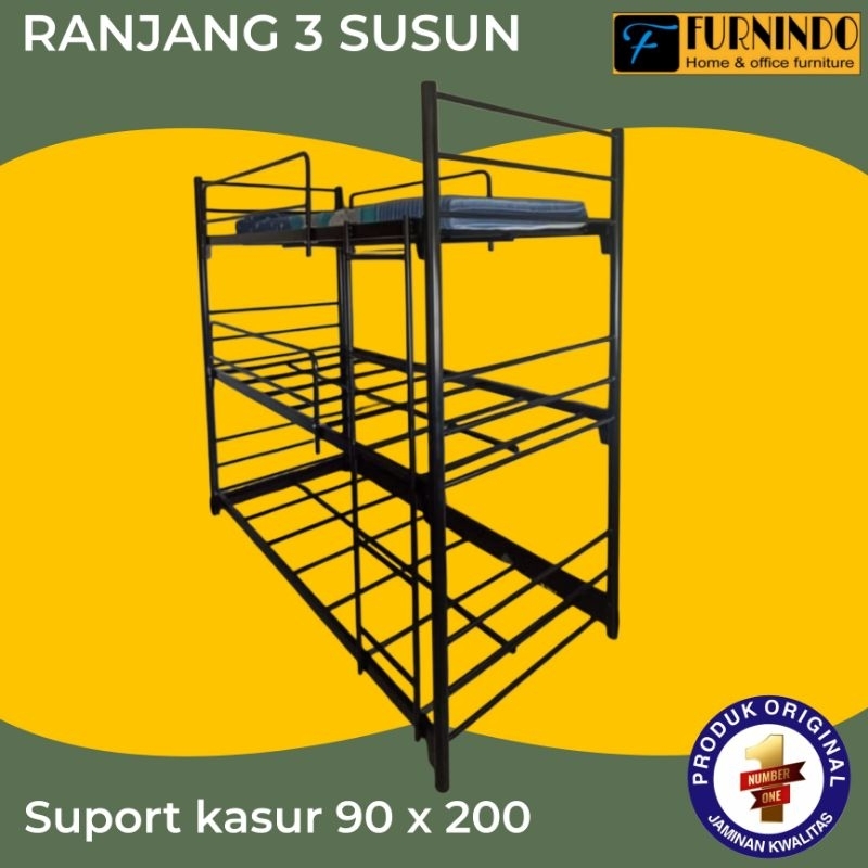 Ranjang 3 Susun Bunk Bed Tempat Tidur Tingkat Ranjang Tingkat Besi