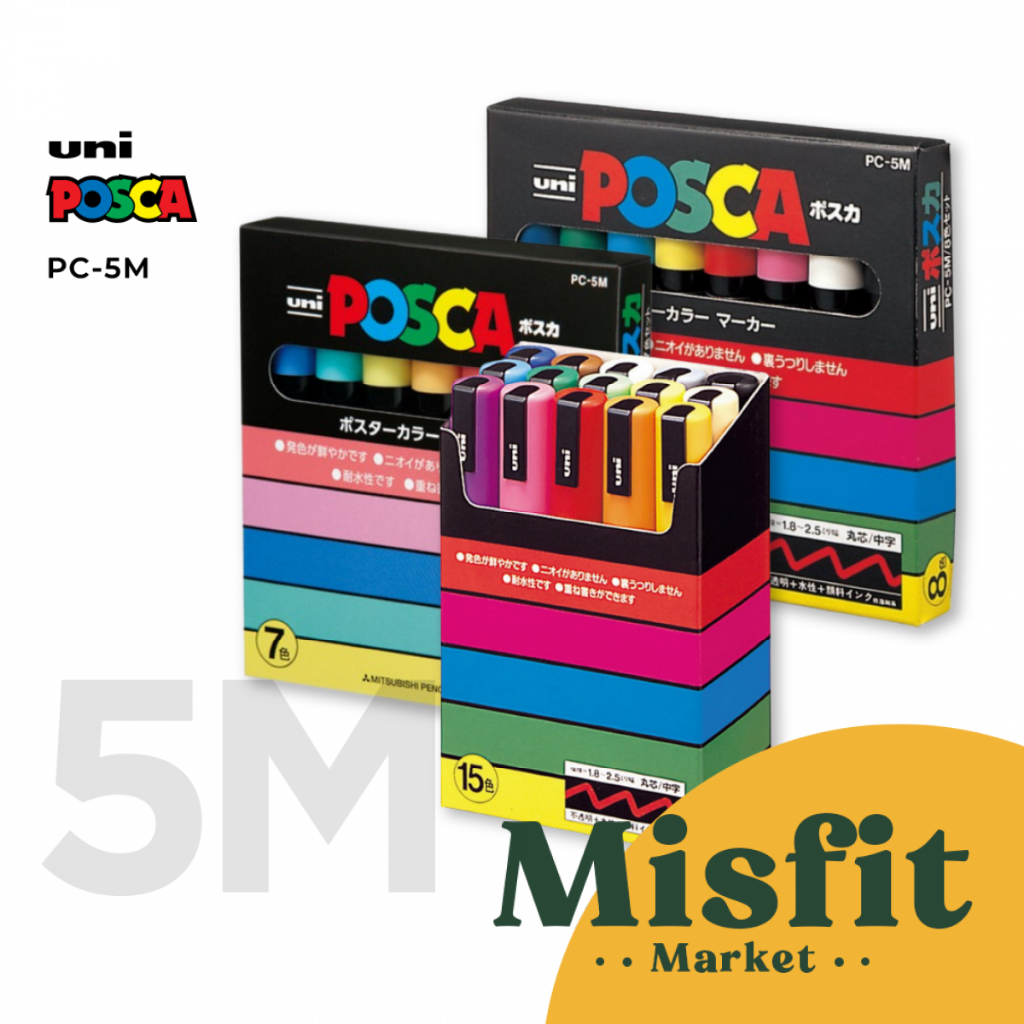 

UNI Posca PC-5M Acrylic Marker SET 7 8 15 Colors Fine Round Tip Spidol Warna Warni