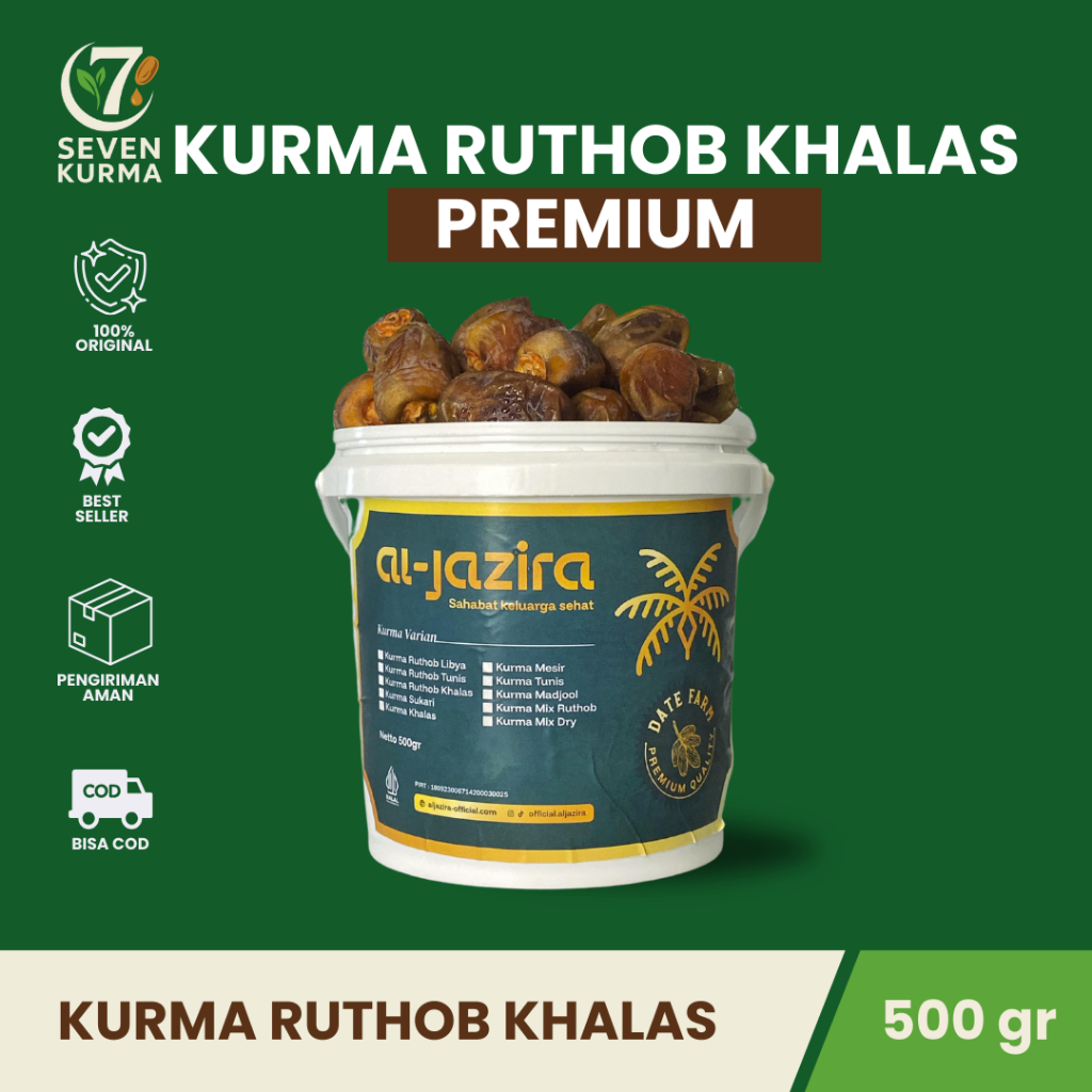 

Kurma Ruthob Khalas Kemasan Ember 500gram kholas Dates Premium Oleh Oleh Haji