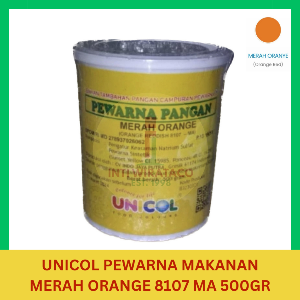 

Pewarna Makanan Unicol Merah Orange 8107MA 500gr