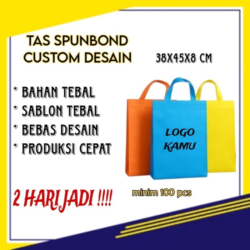 

Goodie bag Tas Spunbond Custom Sablon 38 x 45 x 8 cm / Tas Souvenir / Tas Hajatan / Tas Spunbond sablon