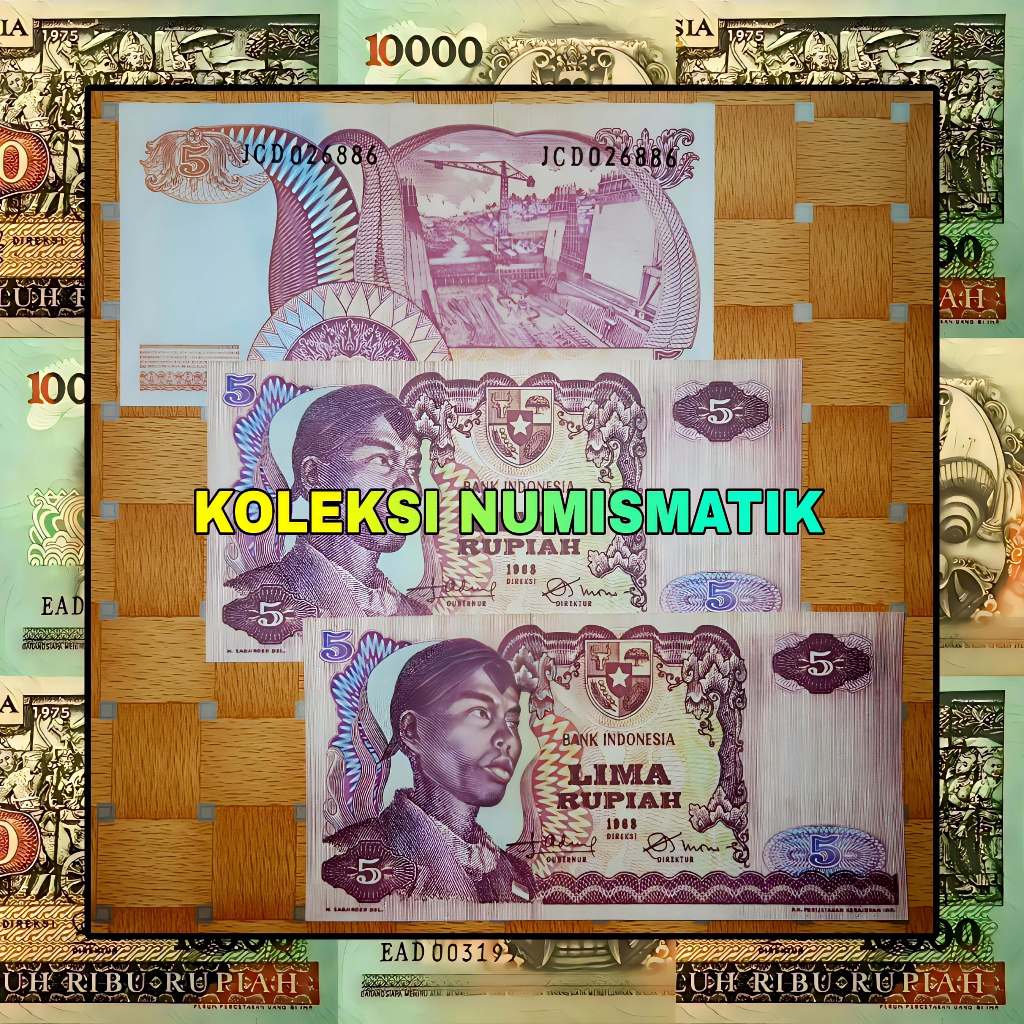 SOUVENIR REPRO UANG KERTAS KUNO INDONESIA 5 RUPIAH JENDERAL SOEDIRMAN 1968