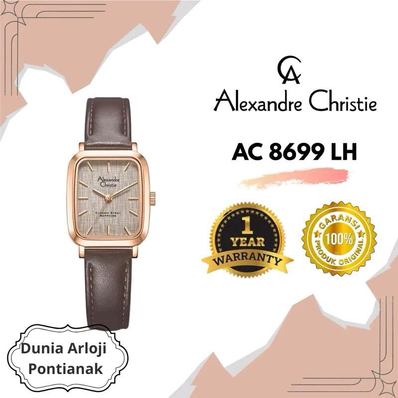 [DUNIA ARLOJI PONTIANAK] AC 8699 Jam Tangan Wanita Fashion Tipis Persegi Panjang Alexandre Christie 