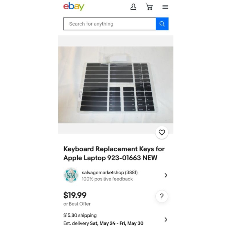 Tombol Pengganti Keyboard untuk Laptop Apple 923-01663 BARU