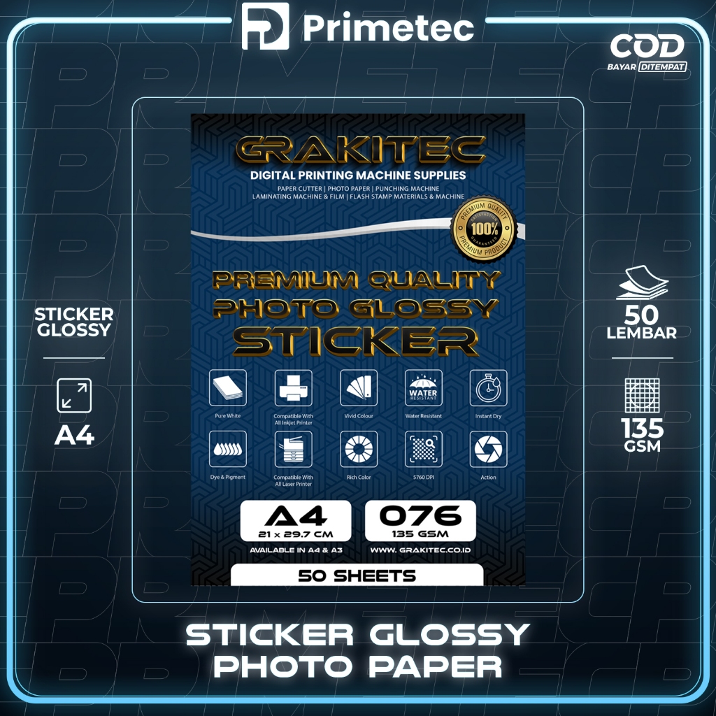 

mh Sticker Photo Paper Ultra Thin A4 Isi 50 Lembar ( Kertas Foto Sticker Glossy Premium ) 135 Atau
