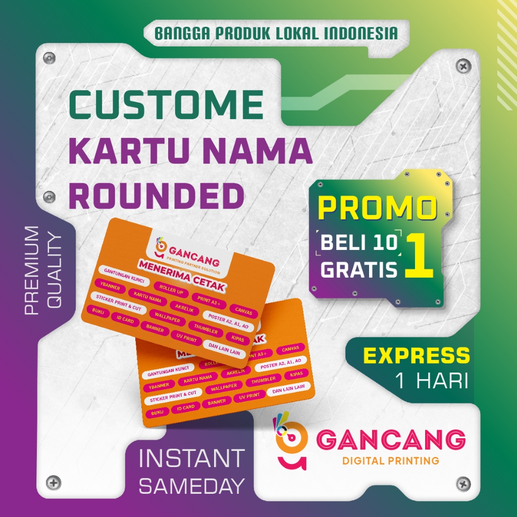 

EXPRESS - SAMEDAY - Cetak Kartu Nama / Business Card Rounded 100 PCS - AC 260, AC 310, dan BW