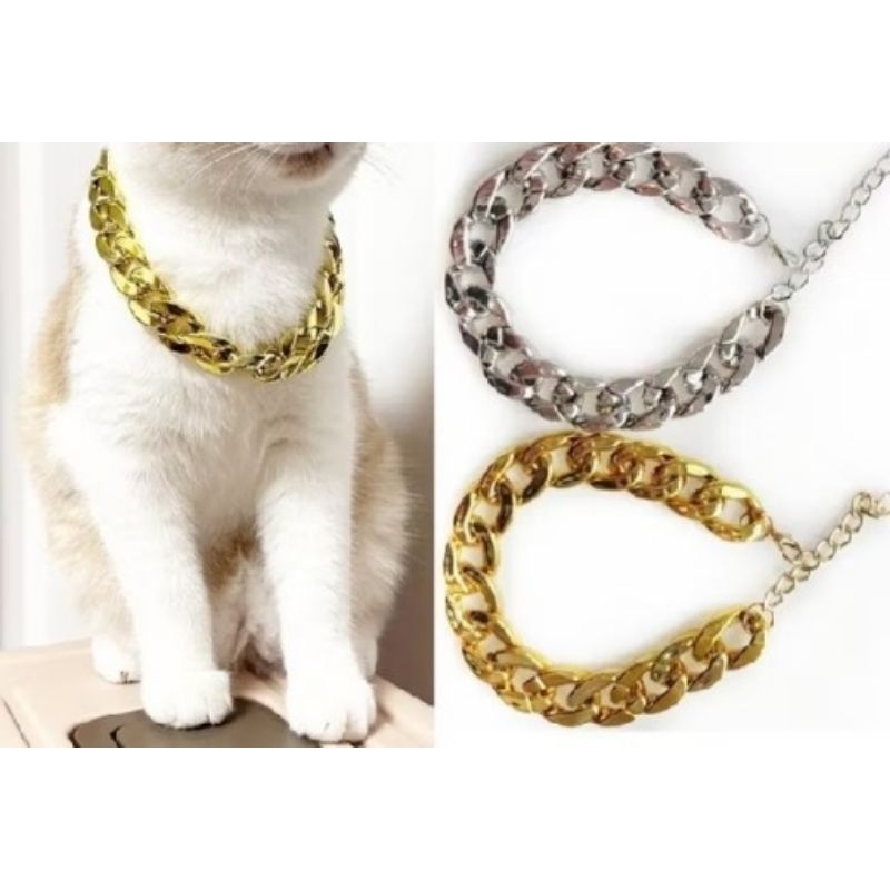 kalung anjing keren DJ metal tambah rantai kecil di ujung tanpa lonceng