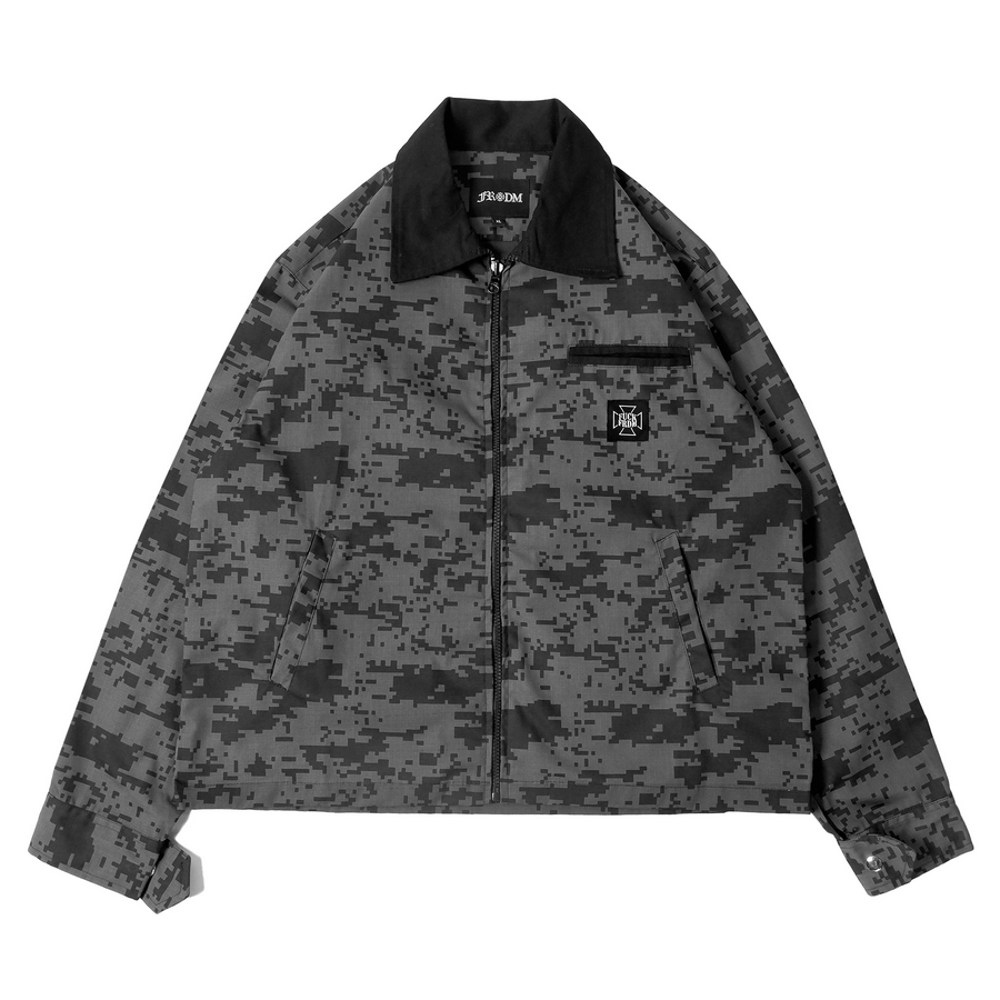 FRDM Streetwear Jaket Boxy Fit Work Jacket Motif Camo Loreng Cross Freedom