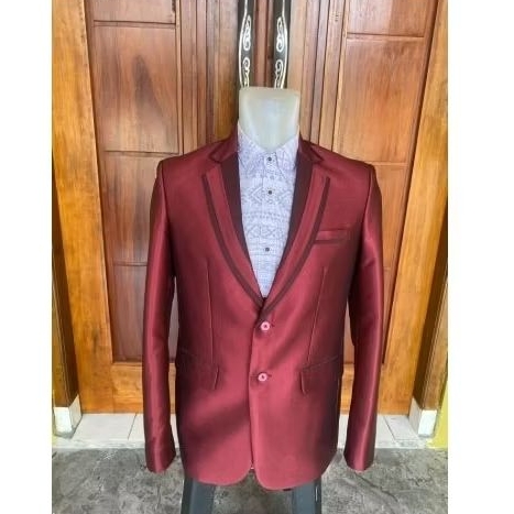setelan jas pengantin jas weding jas formal pria warna maroon slim fit