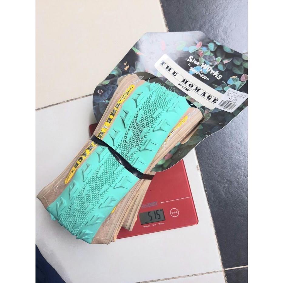 Simworks Homage 26x1.95 Skinwall Green Ban luar folding kevlar Gravel MTB vintage touring bikepackin