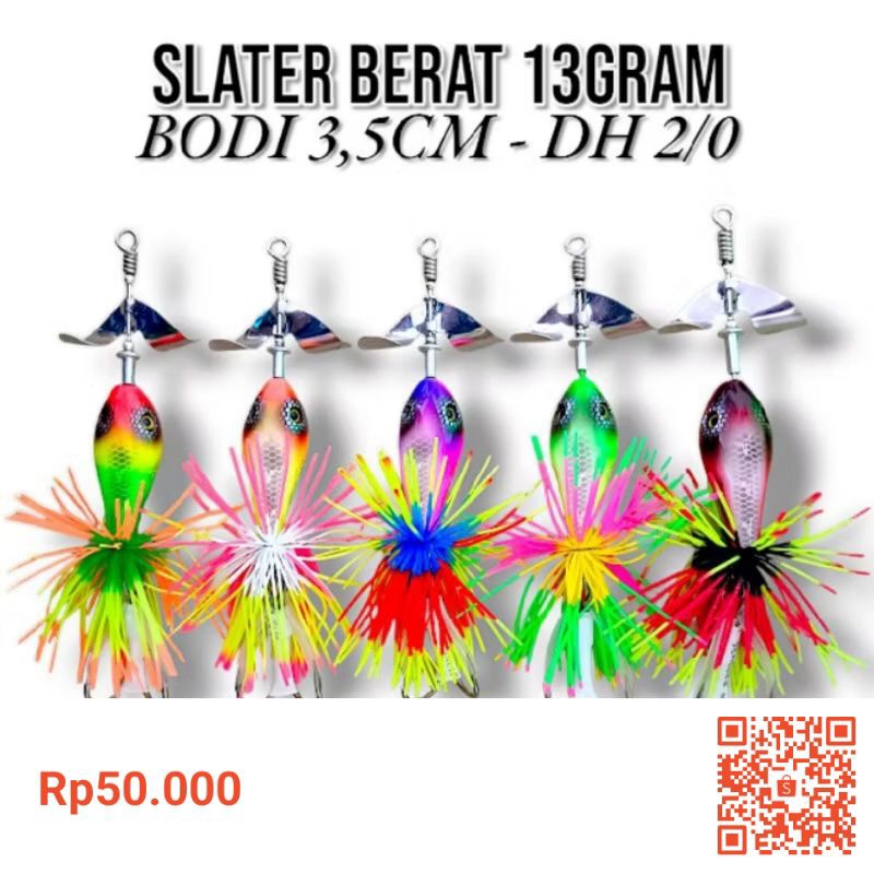 SLATER LURE FISHING BERAT 13 GRAM DOUBLE HOOK, UMPAN CASTING GABUS TOMAN