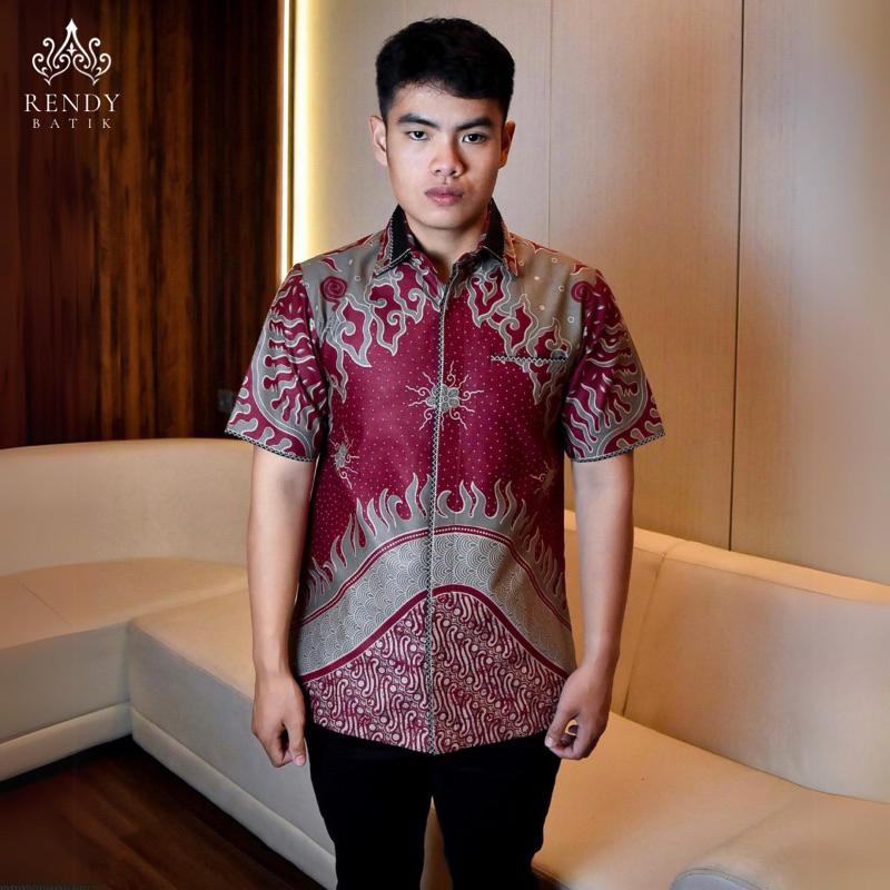 AGNIWARA MERAH - RENDY BATIK | Kemeja Batik Pria Katun Solo  Lengan Pendek Premium Elegan Formal