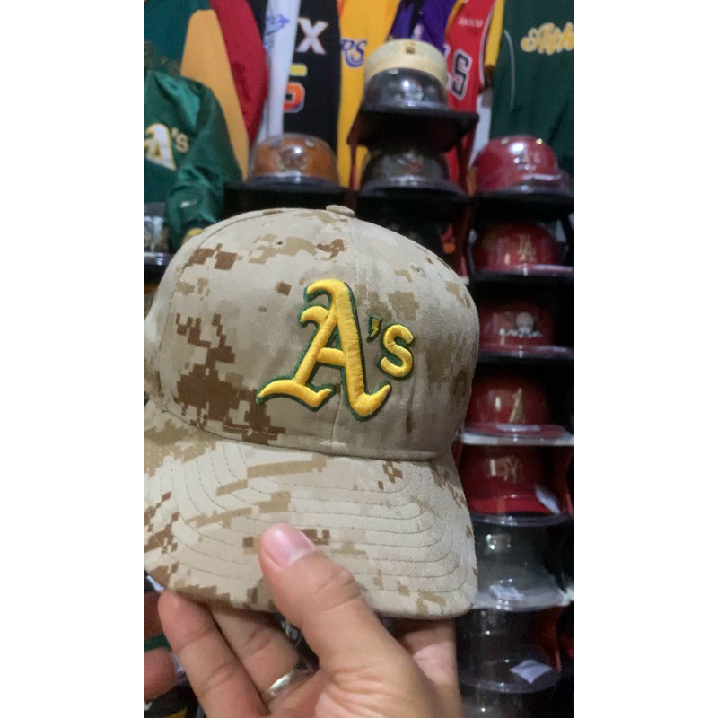 New Era X MLB Oakland Athletics (A’s) On Field Cap Dessert Camo Used 71/4 Made In USA