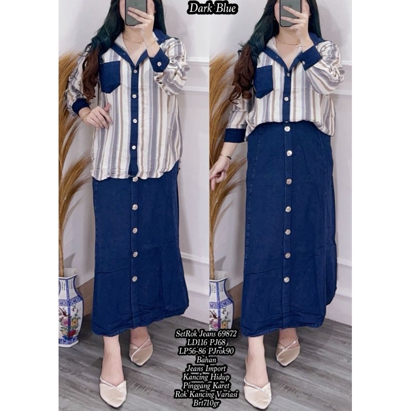FER 69872 SET ROK JEANS WANITA IMPORT / READY / REALPICT