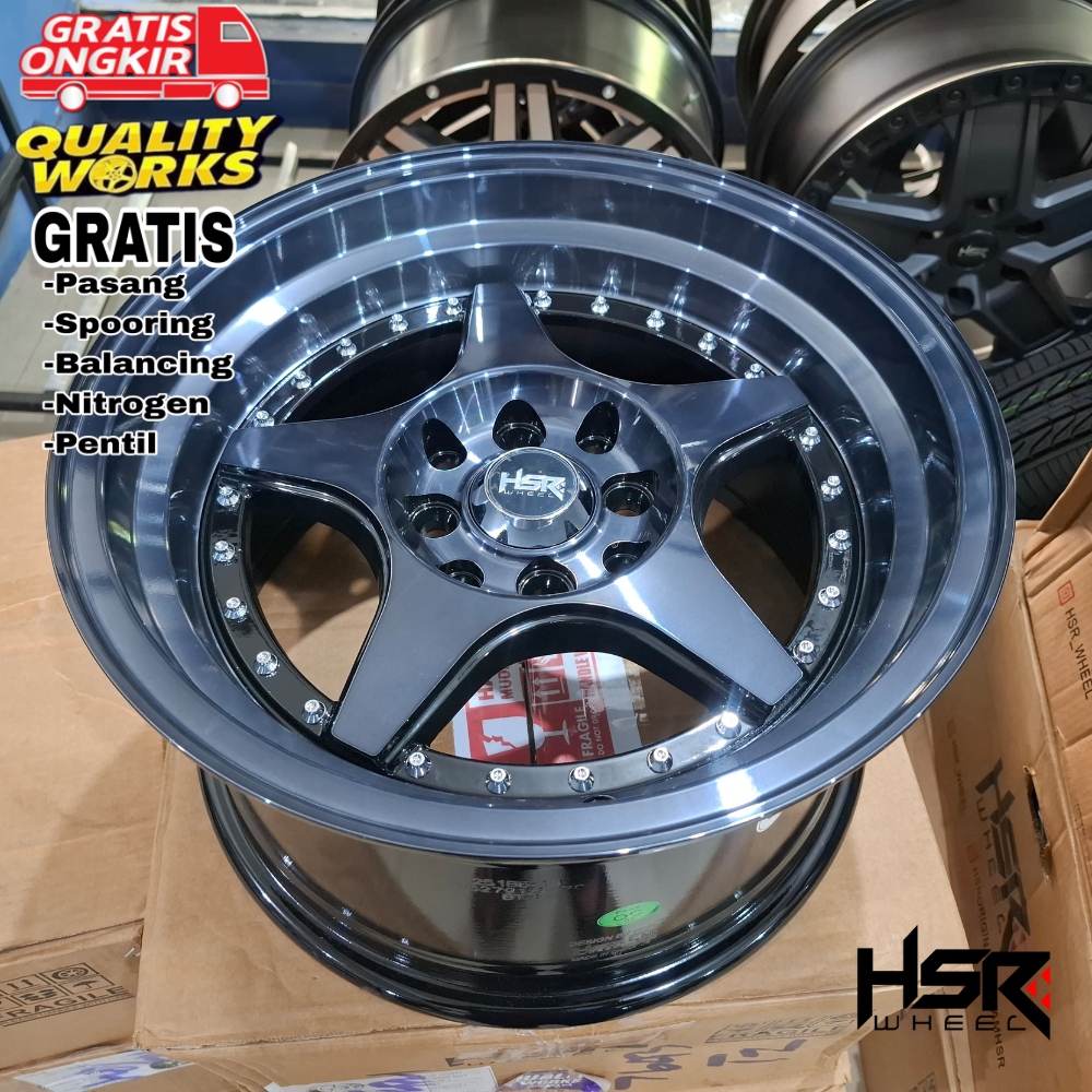 Jual Velg HSR Kobror Ring 15 Lebar 7/8,5 Pcd 4x100 4x114,3 Et30/25 Velg Mobil Celong