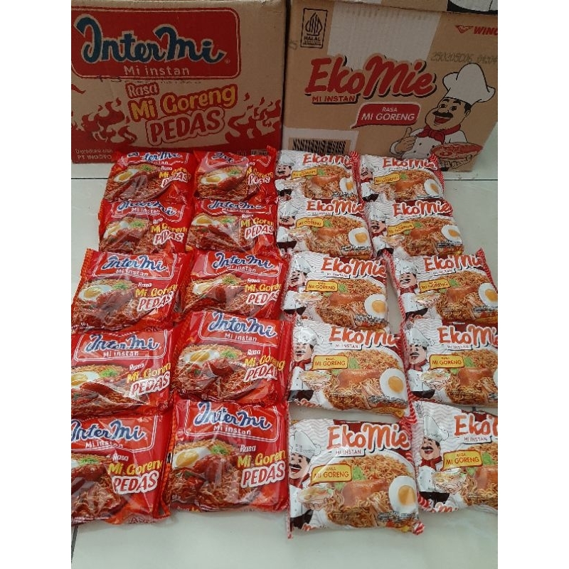 

MIX 20 PCS MIE INTERMIE PEDAS & EKO MIE GORENG noodles murahh