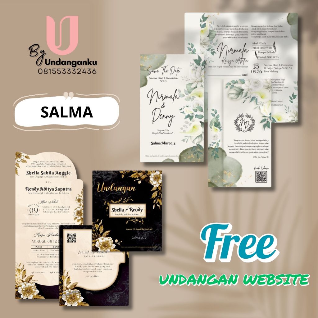 UNDANGAN PERNIKAHAN CETAK | UNDANGAN AESTHETIC FLORAL | UNDANGAN TEMA SALMA | UNDANGAN PERNIKAHAN CE