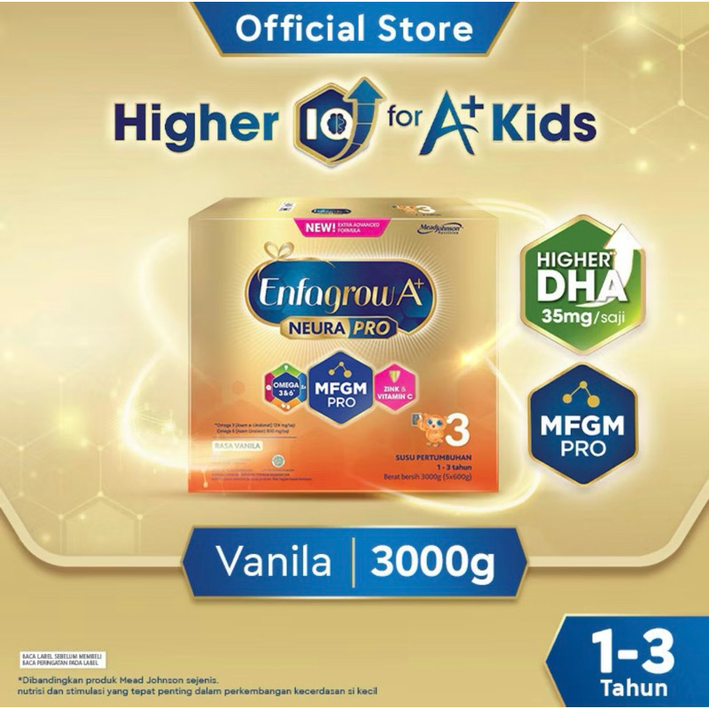 

CUCI GUDANG!!!! Enfagrow A+ 3 Susu Formula Anak 1-3 Tahun Rasa Vanila 3000gr