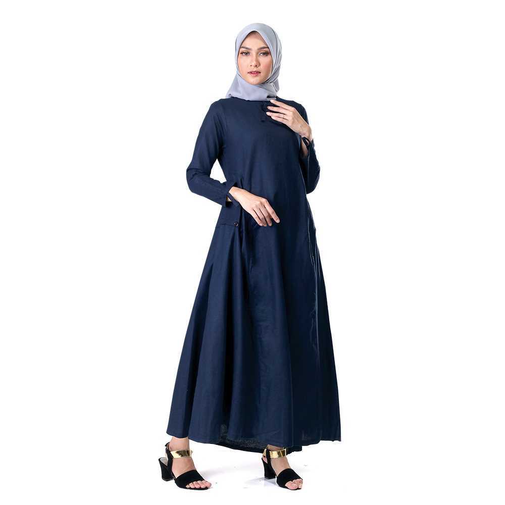 Inficlo Wanita Pakaian Gamis, Gamis Wanita Biru Marun, Gamis Polos Warna Navy Wanita, Gamis Polos Bi