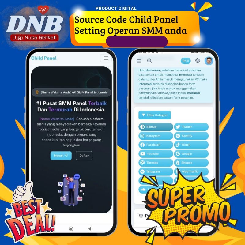 Source Code Child Panel Bisa Setting Operan Khusus Ke Panel SMM anda, Cocok Untuk mencari reseller S