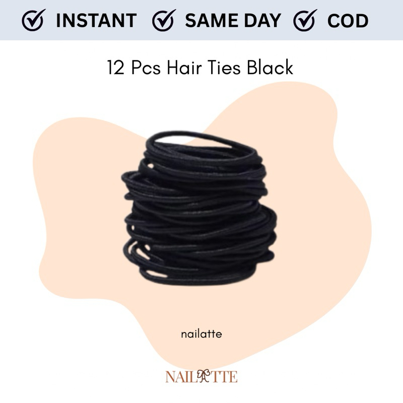 GELANG TANGAN IKAT RAMBUT HITAM 12 PCS/ KUNCIRAN MURAH GROSIR / KARET HITAM POLOS