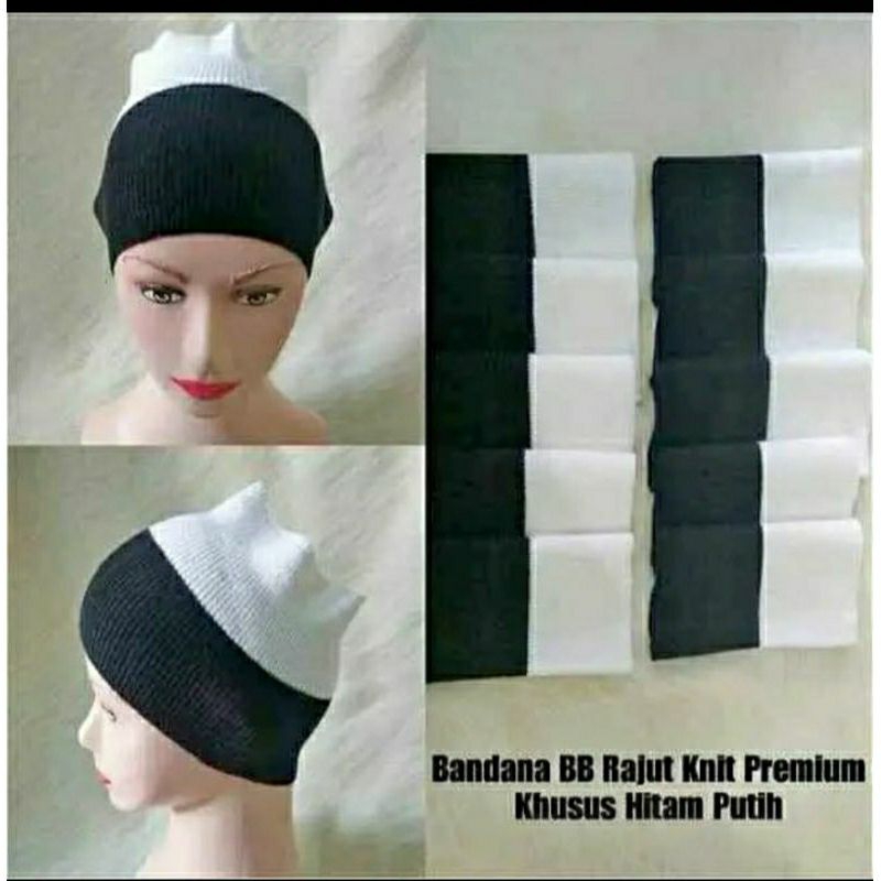 Ciput hijab Salsabila inner rajut 2 warna hitam putih