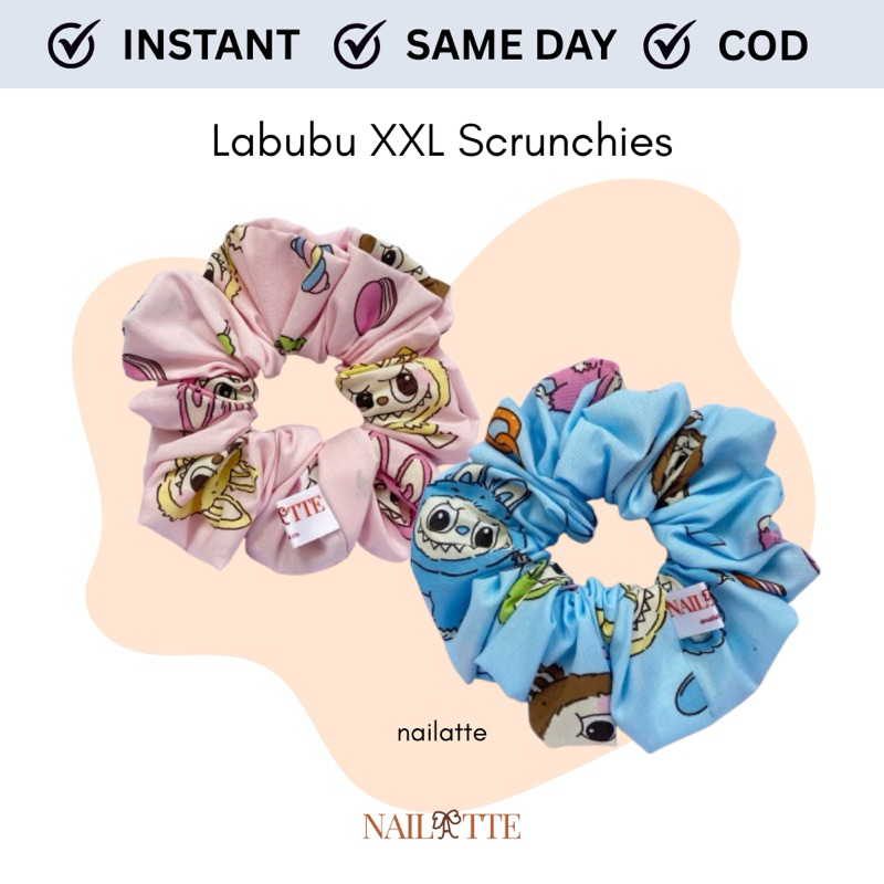 Ikat rambut cepol scrunchie korea Labubu XXL turki ikat rambut jumbo hijab bahan kunciran ikat rambu