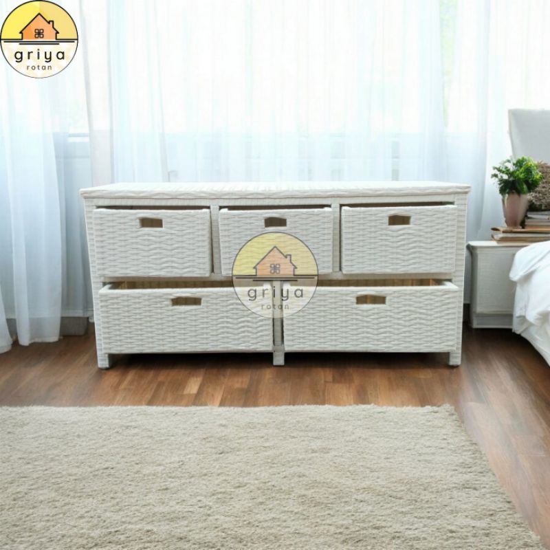 Lemari Tv Rotan Sintetis 5 Laci Rak Laci Minimalis Lemari Plastik Murah