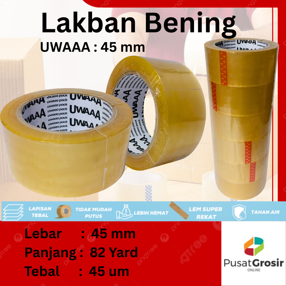 

LAKBAN BENING 45 mm x 98 YARD UWAAA KUALITAS DAIMARU TAPE SOLATIP MURAH