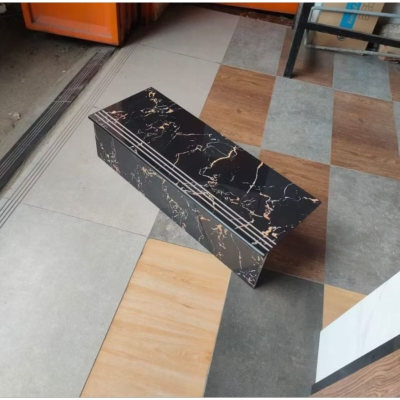Granit pijakan anak tangga Hitam motif marmer minimalis 30x90 20x90 30x100 20x100 Custom list plint 