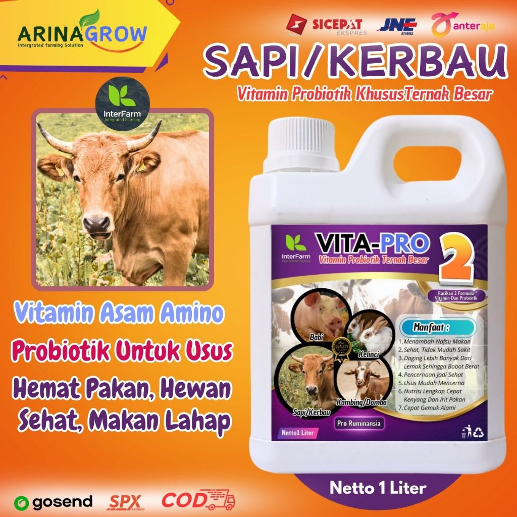 Obat penggemuk Sapi/ Vitamin penggemuk Sapi paling cepat/Jamu Sapi penggemuk Sapi INTERFARM 1 liter