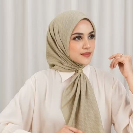 Leena Monogram Pale Khaki Buttonscarves Jilbab Khaki