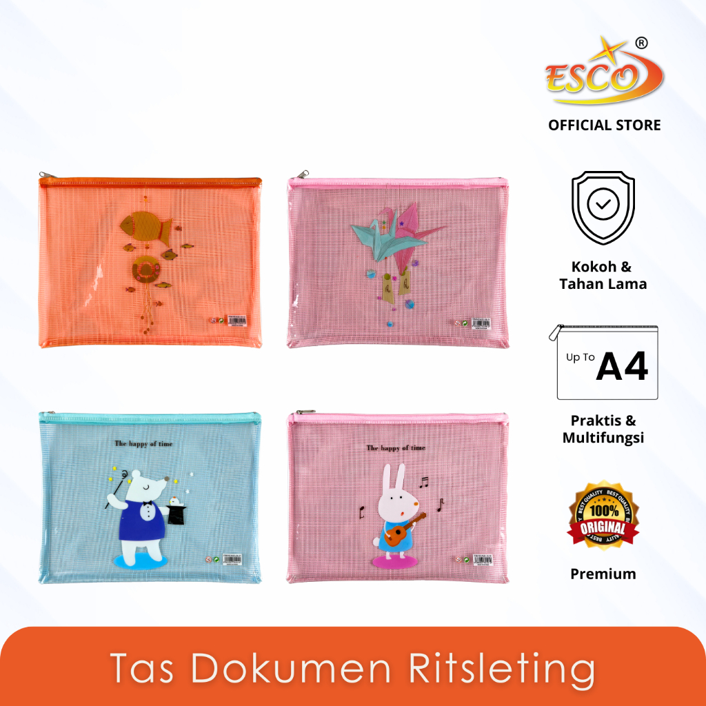 

Esco Tas Dokumen Ritsleting A4 / Mesh Zipper Plastic Pouch Document Bag WJD-04-01