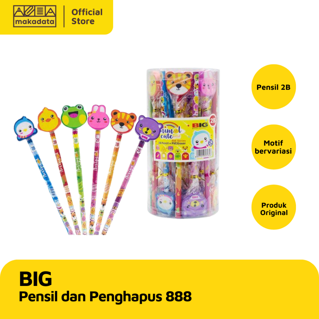 

PENCIL / PENSIL DAN PENGHAPUS 2B BIG 888 TABUNG (1 PCS) MURAH