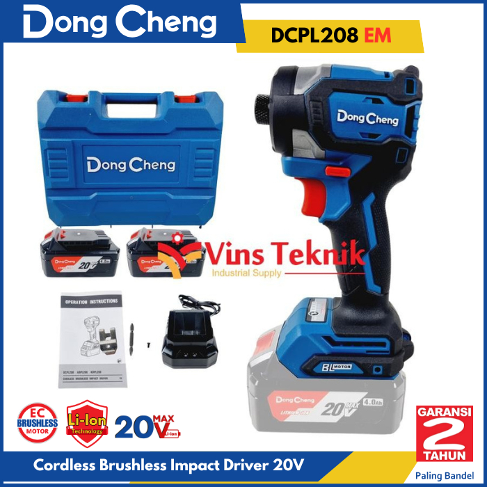 Mesin bor obeng cordless Impact Driver 20V DCPL208 DONGCHENG DCPL 208