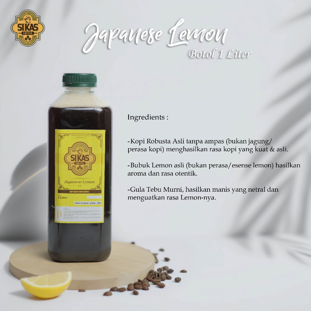 

Sikas Coffee Japanese Lemon Botol 1 Liter Kopi Instan tinggal shaker atau kocok