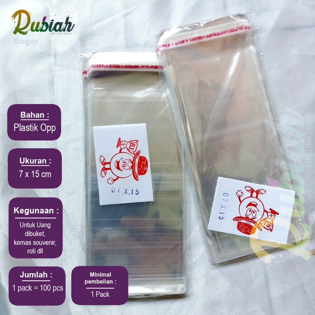 Plastik Opp 7 x 15 cm plastik uang buket