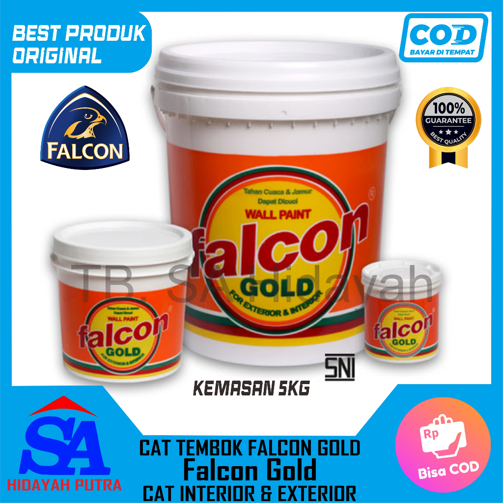 CAT TEMBOK FALCON GOLD 5 KG GALON PUTIH DAN WARNA / cat tembok putih 5kg /cat dinding /cat / Promo /