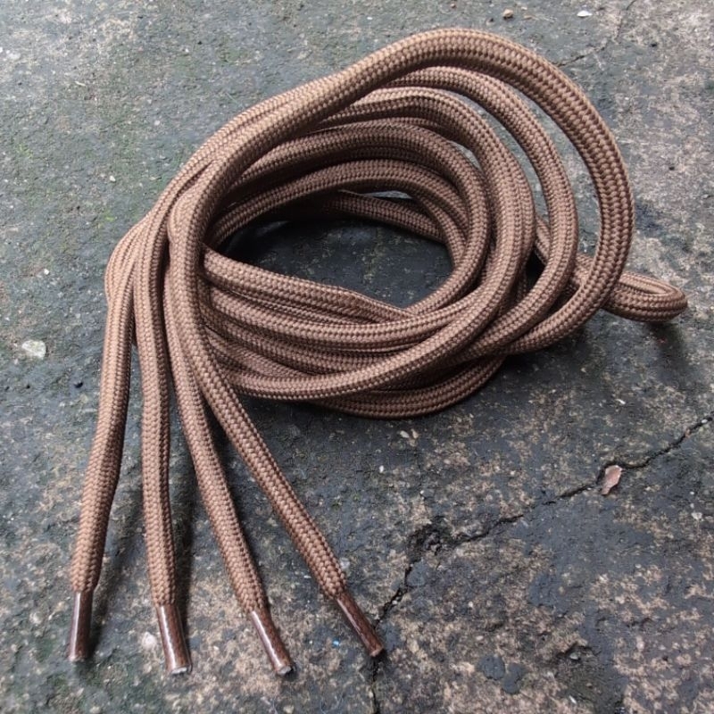 Tali sepatu bulat halus warna coklat - tali sepatu boots premium coklat