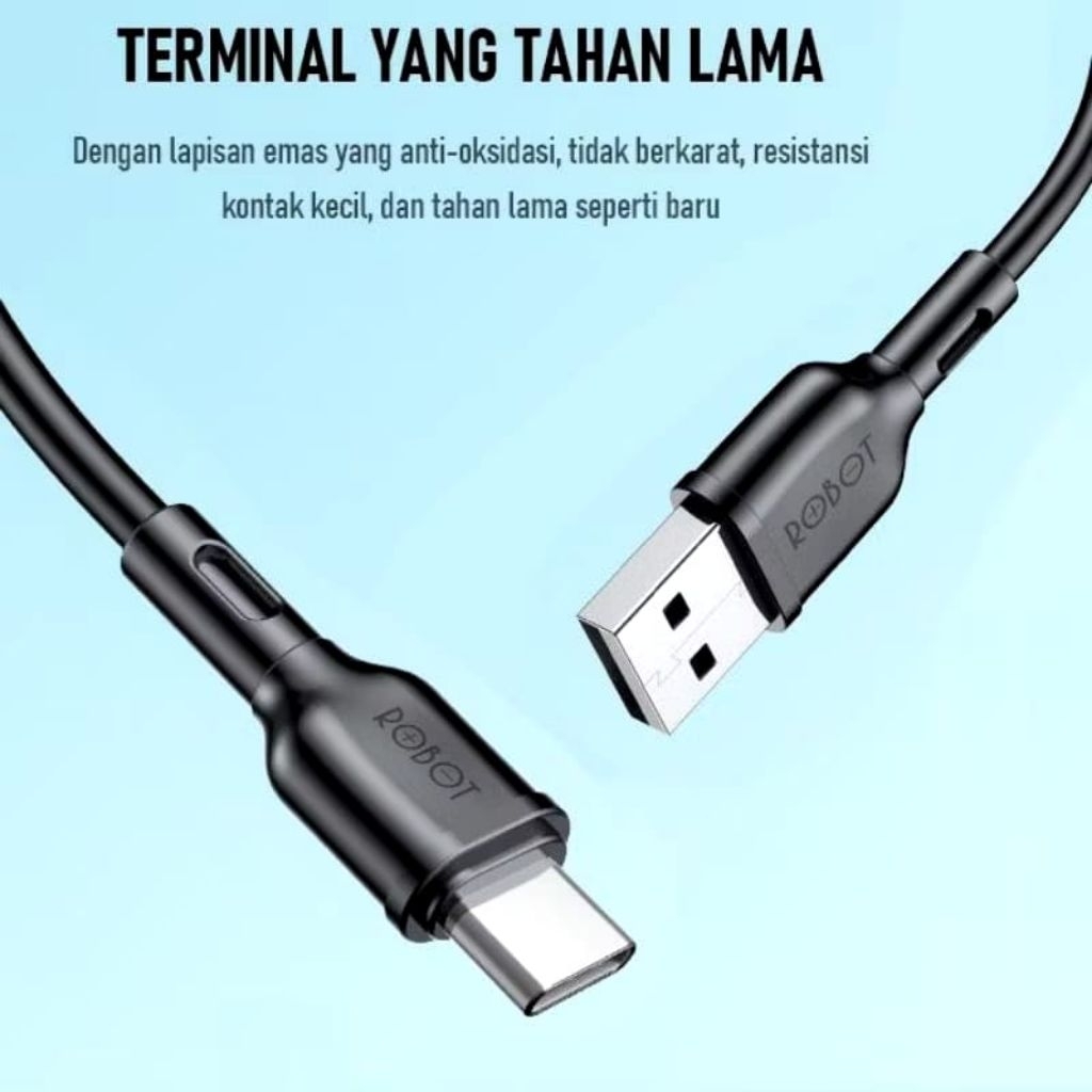 Kabel Data Robot Type C USB / Kabel charger 2.4A 1.0m / kabel casan tepsi